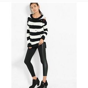 Express Distressed Rugby Stripe Tunic Sweater
